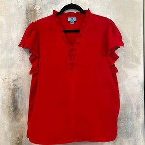 CeCe Women’s Red Ruffle Sleeve Top